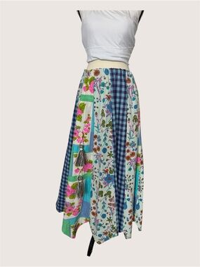 Vintage Chessa Davis Patchwork Maxi Peddler Skirt Boho